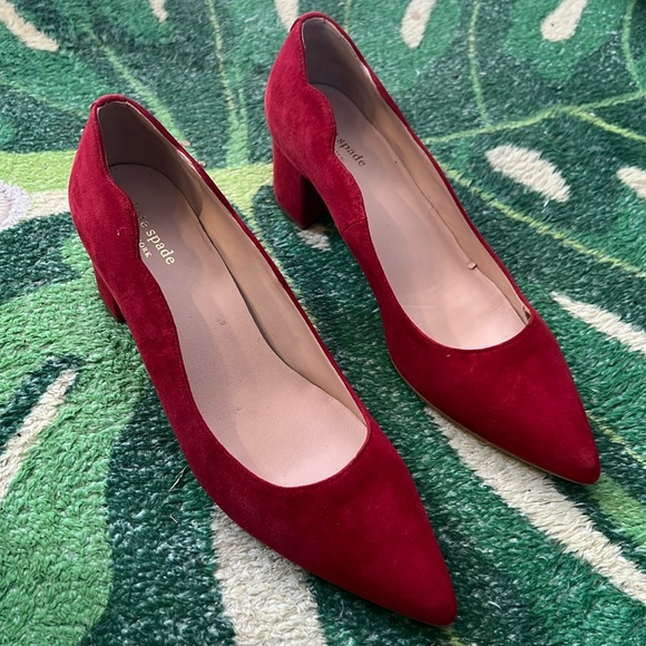 kate spade Shoes - Red Kate Spade scalloped heel shoes pointed toe LOGO work office business